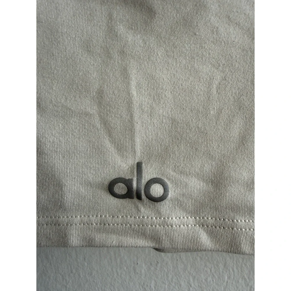 Alo Yoga Womens Short Sleeve Crewneck Crop Top Bone Beige Activewear Tee